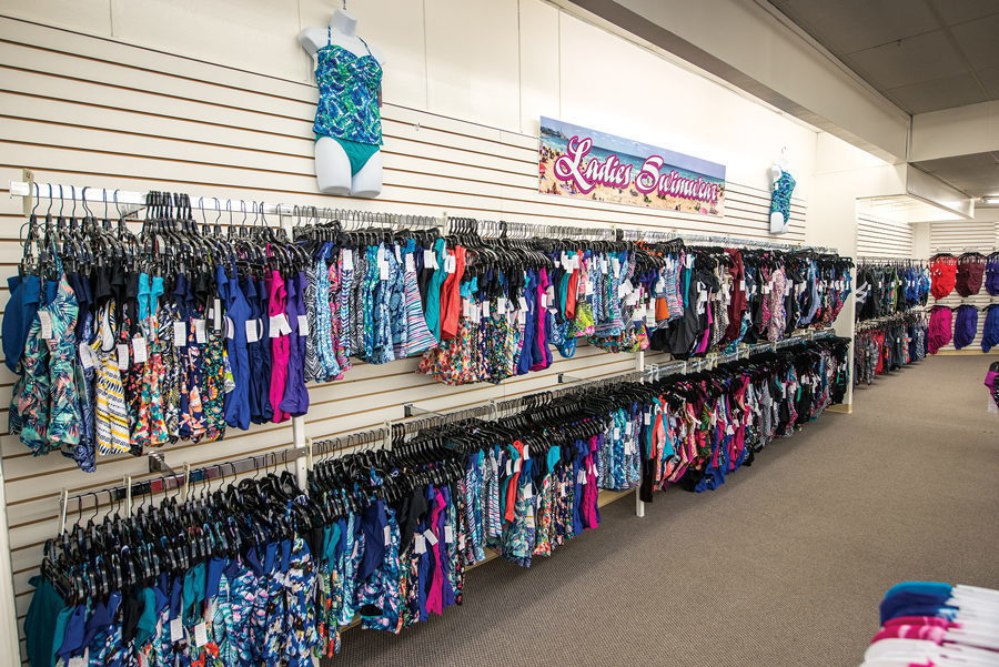 Ben Franklin racks of swimsuits
