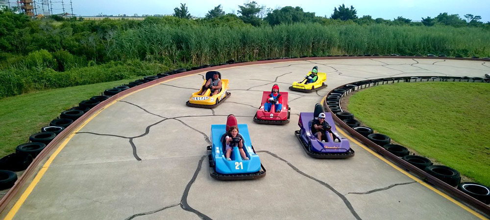 Colorful karts on the Full Throttle Speedway