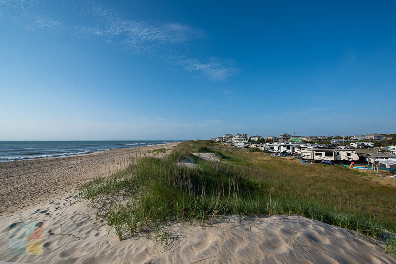 A campground adjacent to Cape Hatteras National Seashore